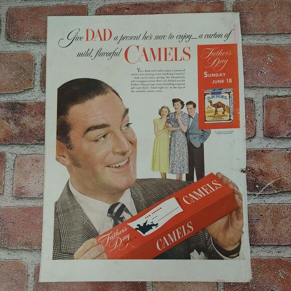 1950 Camel Cigarettes Vtg Magazine Print Ad Dad Holding Gift Carton Tobacco - Picture 4 of 12